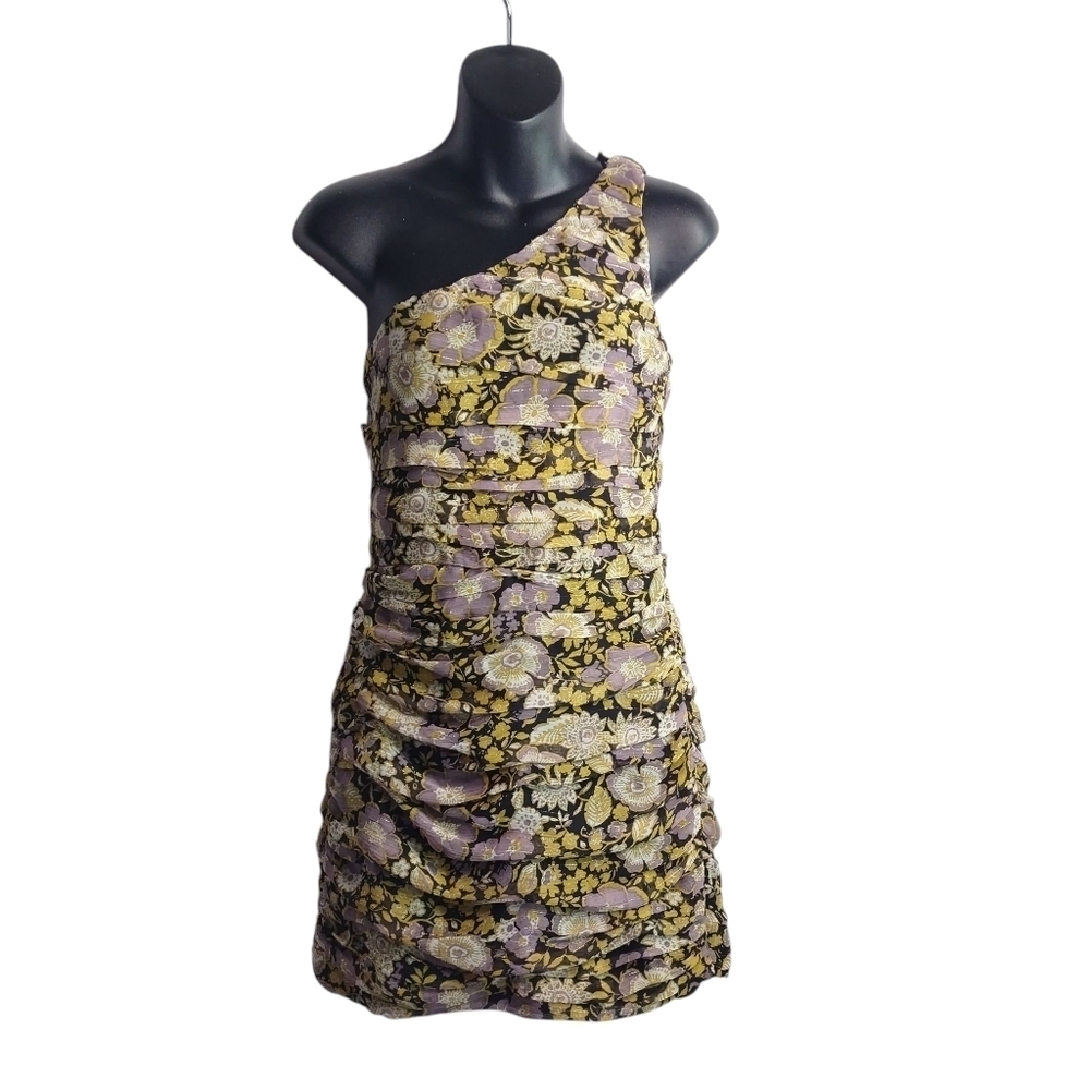 Zara Women's One Strap Shoulder Dress Multicolor Floral Ruffle Lined Size M NWT